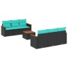 Ensemble de canapé de jardin 7 pcs avec coussins noir résine tressée 646871646871