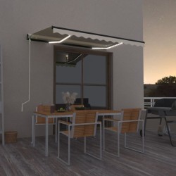 Auvent automatique avec capteur de vent et LED 350x250 cm Crème 646878646878
