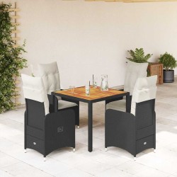 Ensemble de bistro de jardin 5 pcs coussins noir poly rotin 646880646880