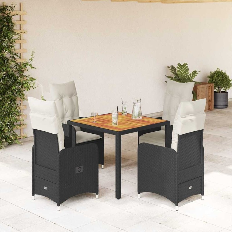 Ensemble de bistro de jardin 5 pcs coussins noir poly rotin 646880646880