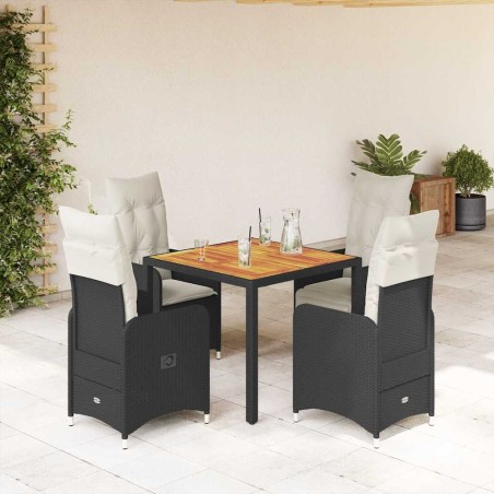 Ensemble de bistro de jardin 5 pcs coussins noir poly rotin 646880646880