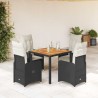 Ensemble de bistro de jardin 5 pcs coussins noir poly rotin 646880646880