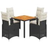 Ensemble de bistro de jardin 5 pcs coussins noir poly rotin 646880646880