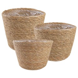 Paniers à plantes en herbe de mer 3 pcs Naturel Ø26 x 19 cm 646883646883