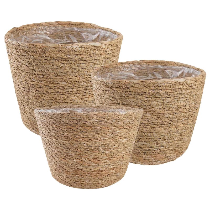Paniers à plantes en herbe de mer 3 pcs Naturel Ø26 x 19 cm 646883646883
