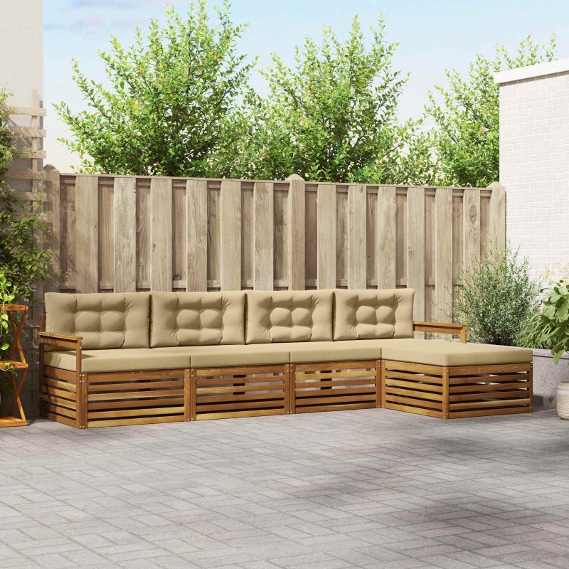 Ensemble de canapés d'extérieur 5 pcs Naturel et Beige 646892646892