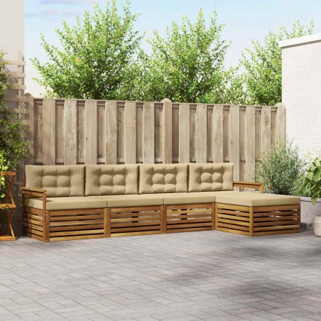 Ensemble de canapés d'extérieur 5 pcs Naturel et Beige 646892646892