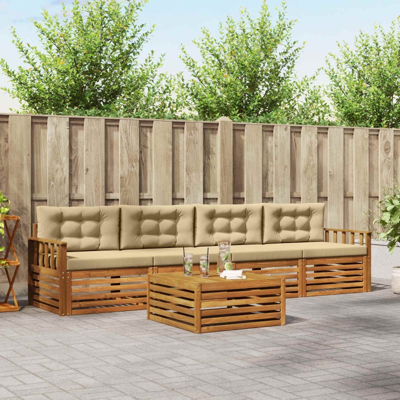 Ensemble de canapés d'extérieur 5 pcs Naturel et Beige 646894646894