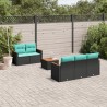 Ensemble de canapé de jardin 6 pcs avec coussins noir résine tressée 646898646898