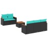 Ensemble de canapé de jardin 6 pcs avec coussins noir résine tressée 646898646898