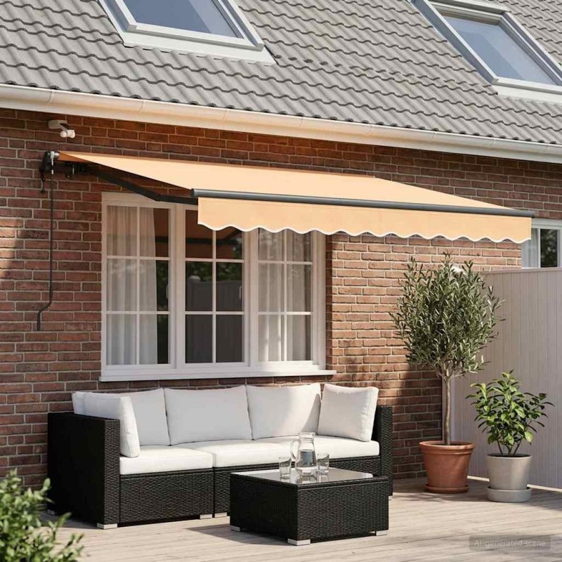 Auvent rétractable Sable 350 x 250 cm Polyester 646900646900
