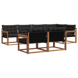 Ensemble de canapés d'extérieur 7 pcs Naturel et Noir 646918646918