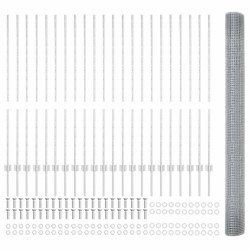 Clôture en fil soudé avec poteaux 50 x 1,4 m Acier galvanisé 646920646920