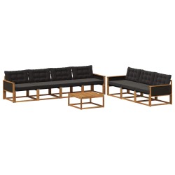 Ensemble de canapés d'extérieur 8 pcs Naturel et noir 646921646921