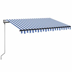 Auvent automatique capteur de vent/LED 350x250 cm Bleu et blanc 646939646939