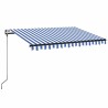 Auvent automatique capteur de vent/LED 350x250 cm Bleu et blanc 646939646939