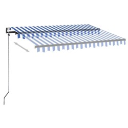 Auvent automatique capteur de vent/LED 350x250 cm Bleu et blanc 646939646939