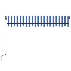 Auvent automatique capteur de vent/LED 350x250 cm Bleu et blanc 646939646939