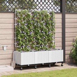 Porte-plante de jardin avec irrigation et roues 3 pc Blanc PP 646944646944