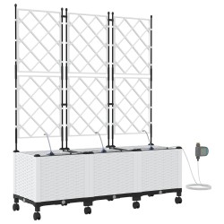 Porte-plante de jardin avec irrigation et roues 3 pc Blanc PP 646944646944