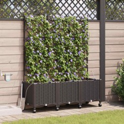 Porte-plante de jardin avec irrigation et roues 3 pc Marron PP 646947646947