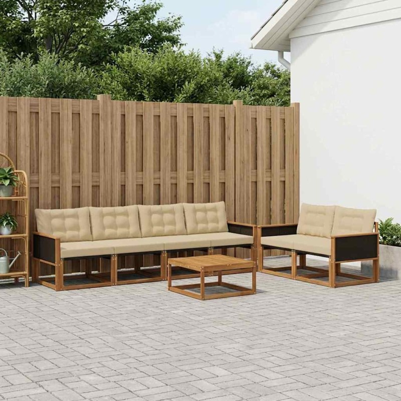 Ensemble de canapés d'extérieur 7 pcs Naturel et Beige 646951646951