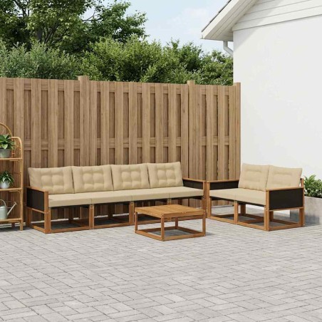 Ensemble de canapés d'extérieur 7 pcs Naturel et Beige 646951646951
