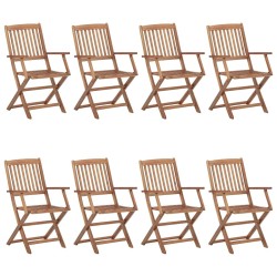 Chaises pliables de jardin lot de 8 avec coussins Bois d'acacia 646952646952