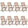 Chaises pliables de jardin lot de 8 avec coussins Bois d'acacia 646952646952