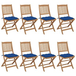 Chaises pliables de jardin lot de 8 avec coussins Bois d'acacia 646953646953