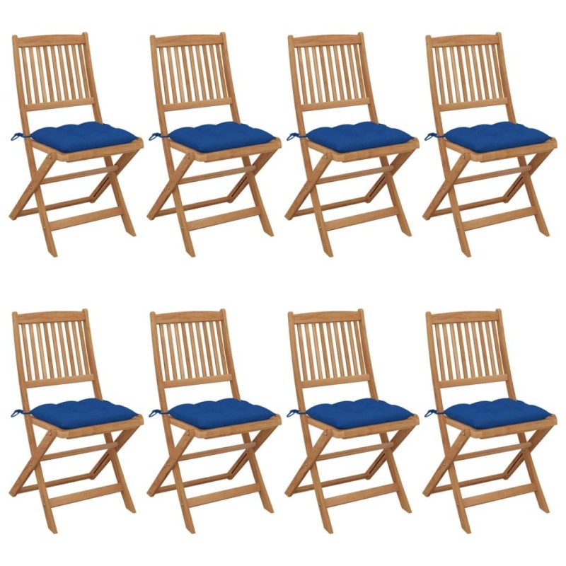 Chaises pliables de jardin lot de 8 avec coussins Bois d'acacia 646953646953