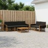 Ensemble de canapés d'extérieur 6 pcs Naturel et noir 646954646954