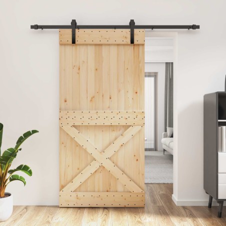 Porte coulissante Naturel et noir 100 x 210 cm 646960646960