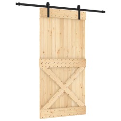 Porte coulissante Naturel et noir 100 x 210 cm 646960646960