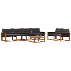 Ensemble de canapés d'extérieur 7 pcs Naturel et noir 646962646962