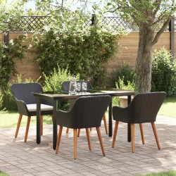 Ensemble de salle à manger pour jardin 5 pcs Noir polyrotin 646967646967
