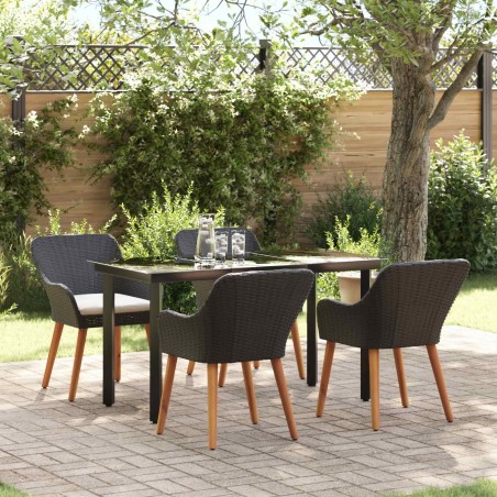 Ensemble de salle à manger pour jardin 5 pcs Noir polyrotin 646967646967