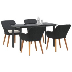 Ensemble de salle à manger pour jardin 5 pcs Noir polyrotin 646967646967
