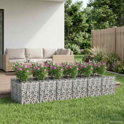 Lit surélevé gabion 2 pcs Argenté 646968646968