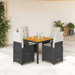 Ensemble de bistro de jardin 5 pcs coussins noir poly rotin 646985646985