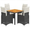 Ensemble de bistro de jardin 5 pcs coussins noir poly rotin 646985646985