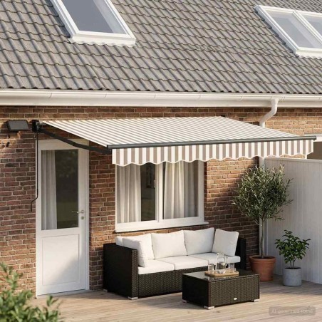 Store rétractable manuel avec LEDs Gris clair et blanc 646987646987