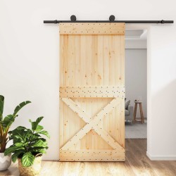 Porte coulissante Naturel et noir 100 x 210 cm 646988646988