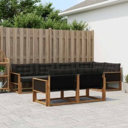 Ensemble de canapés d'extérieur 7 pcs Naturel et noir 646989646989