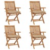 Chaises pliables de jardin avec coussins lot de 4 Teck solide 646998646998