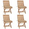 Chaises pliables de jardin avec coussins lot de 4 Teck solide 647003647003