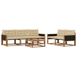 Ensemble de canapés d'extérieur 6 pcs Naturel et Beige 647005647005