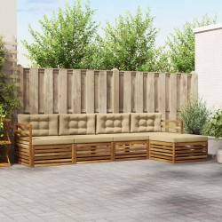 Ensemble de canapés d'extérieur 5 pcs Naturel et Beige 647006647006
