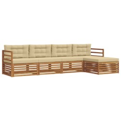 Ensemble de canapés d'extérieur 5 pcs Naturel et Beige 647006647006