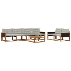 Ensemble de canapés d'extérieur 7 pcs Naturel et gris clair 647012647012